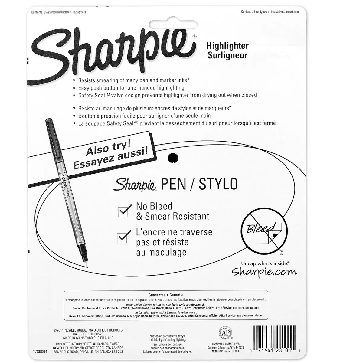 Sharpie Accent Retractable Highlighters Chisel Tip Assorted Colors 8/Set 28101