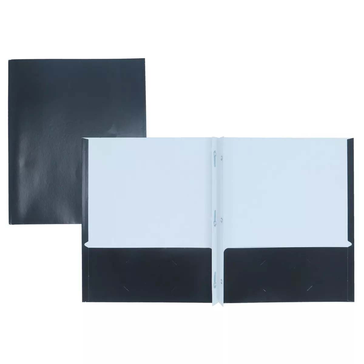 2 Pocket Paper Folder with Prongs Black - Pallex