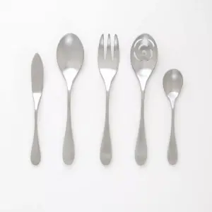 Knork Original 45 Piece Service for 8 18/0 Stainless Steel Dishwasher Safe Silverware Cutlery Utensil Flatware Set, Matte Silver