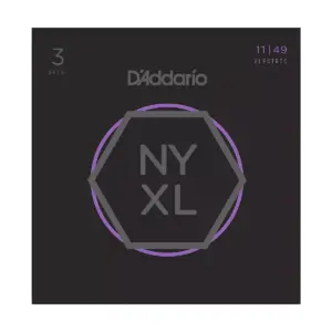 D'Addario NYXL1149 Medium 3-Pack Electric Guitar Strings and NS Reflex Capo Antique Bronze