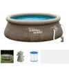 Summer Waves 8 Foot x 30 Inch Quick Set Above Ground Inflatable Outdoor Swimming Pool with Filter Pump, Replacement Cartridge, and Repair Patch