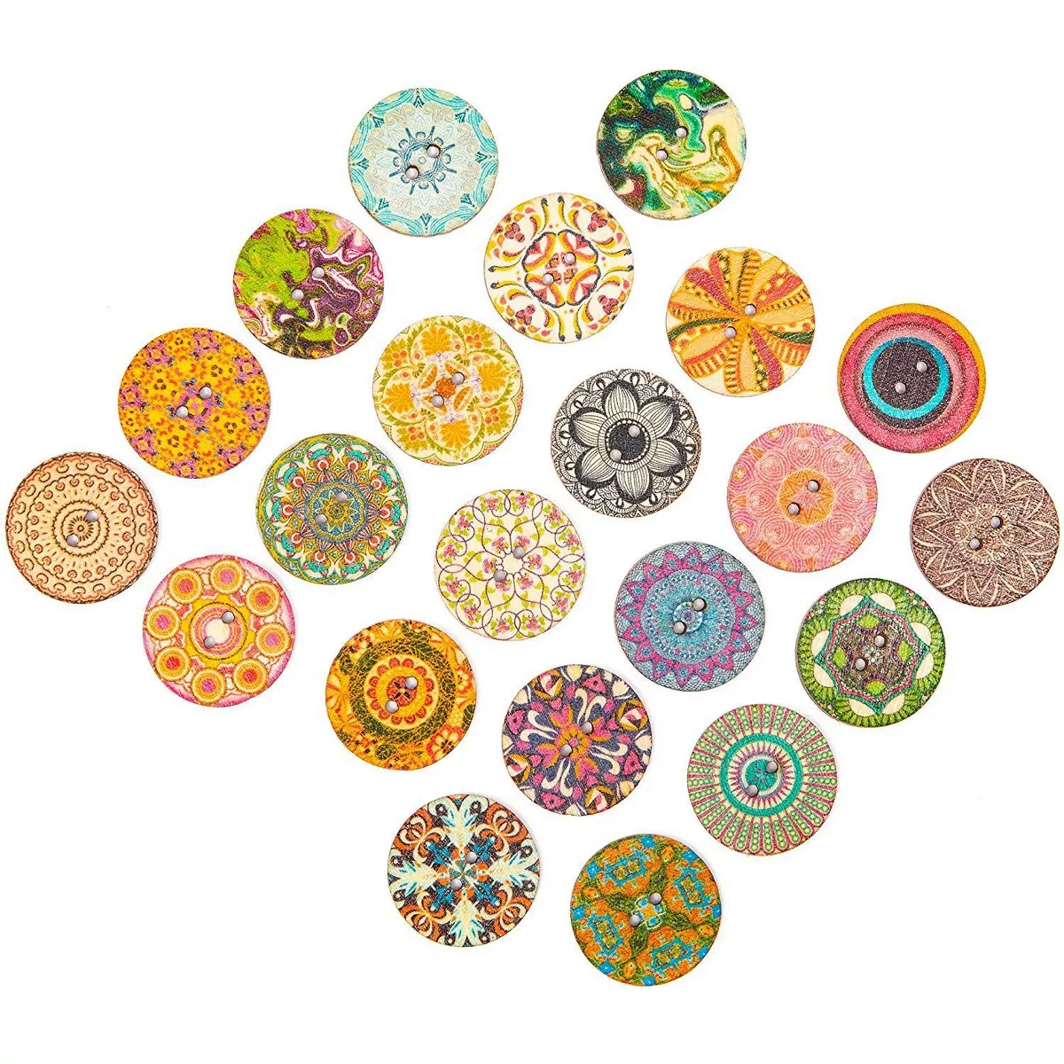 Wood Buttons for Crafts (2 Hole, 450 Pack)