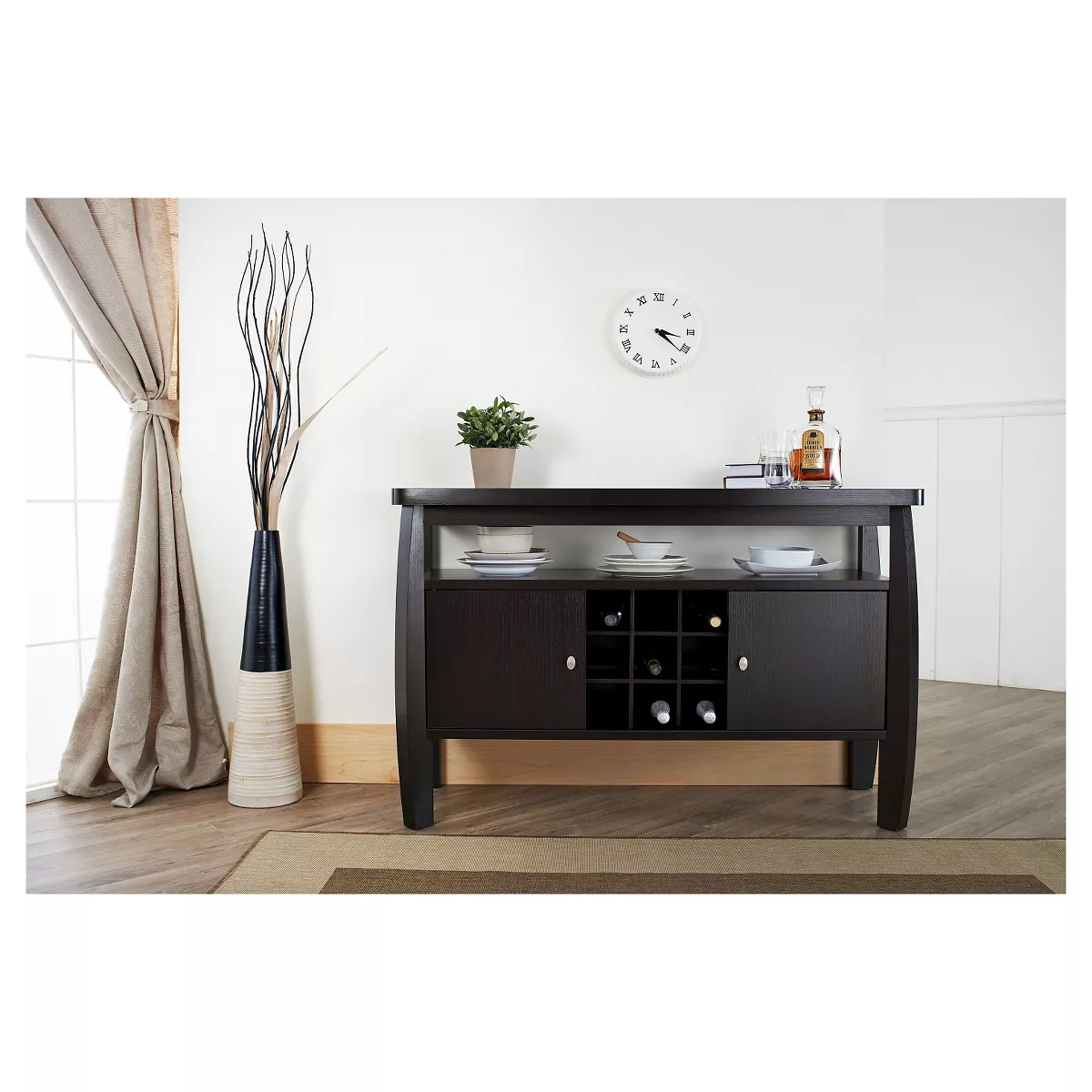 Angla Modern Bold Curved Dining Buffet Espresso - HOMES: Inside + Out