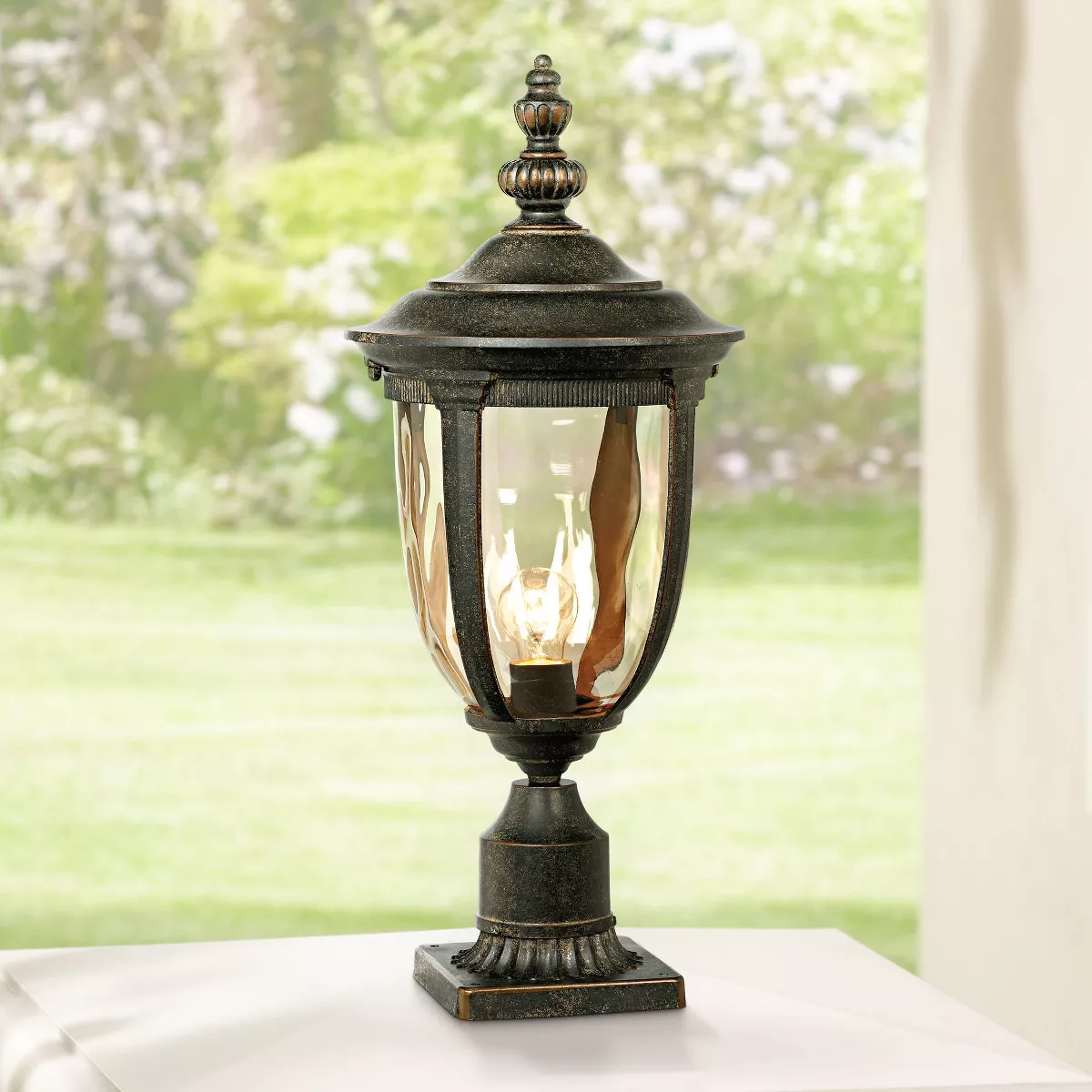 John Timberland Vintage Outdoor Post Light Bronze 25 inch Tall Fixture with Pier Mount for Deck Patio Entryway