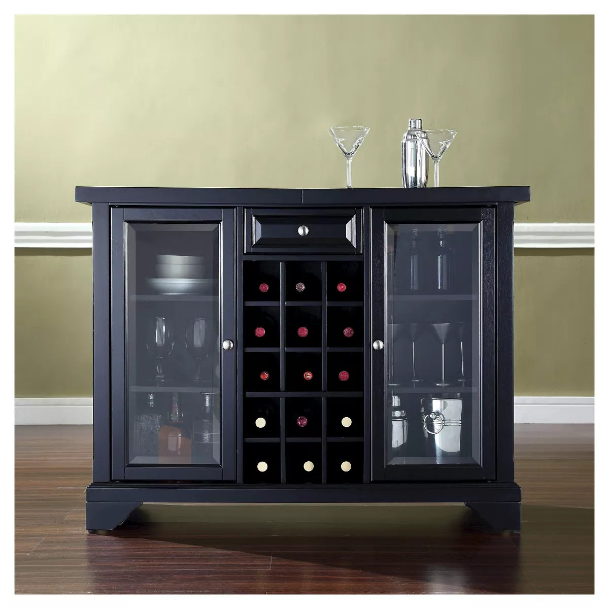 LaFayette Sliding Top Bar Cabinet - Black - Crosley