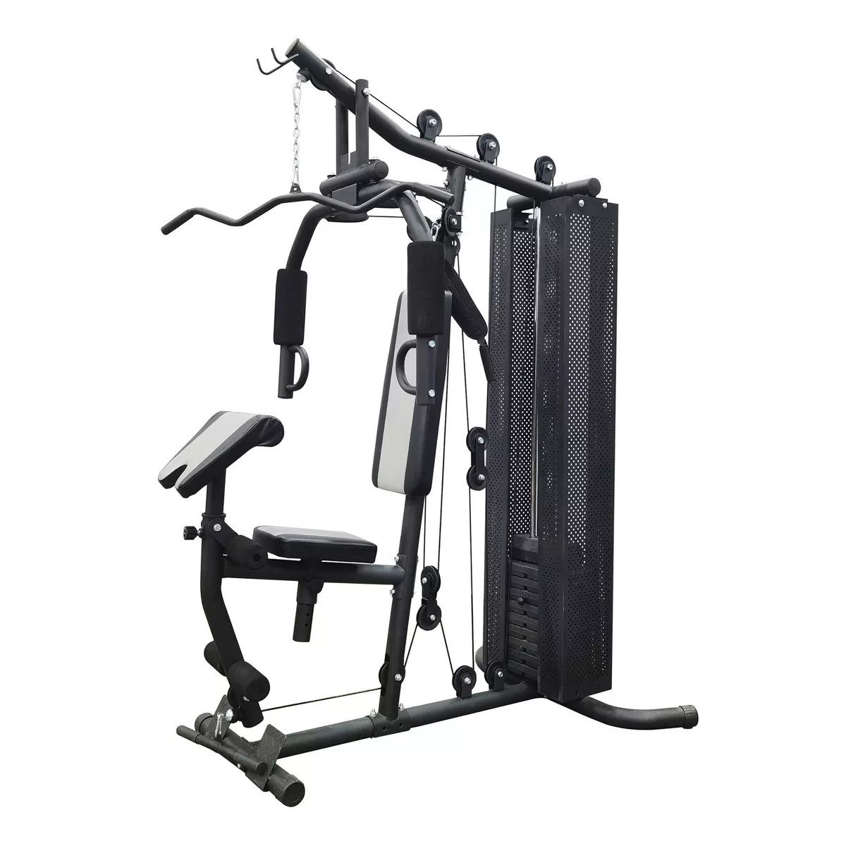 BalanceFrom Home Gym Bench Workout Station with 380 Pound Resistance, and 3/4 Inch Thick Floor Puzzle Exercise Mat, 24 Sq Ft, Black