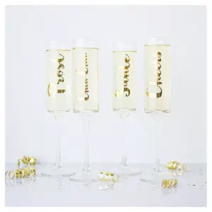 Contemporary Gold Cheers Champagne Flutes Drinkware Set