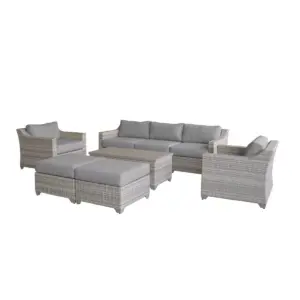 Fairmont 8pc Patio Sectional Seating Set with Club Chairs & Cushions - Gray - TK Classics