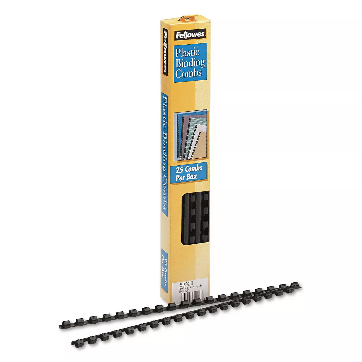 Fellowes Plastic Comb Bindings 1/4" Diameter 20 Sheet Capacity Black 25 Combs/Pack 52320