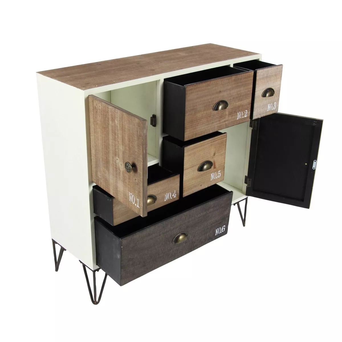 Wood and Metal 7 Drawer Buffet White/Black - Olivia & May