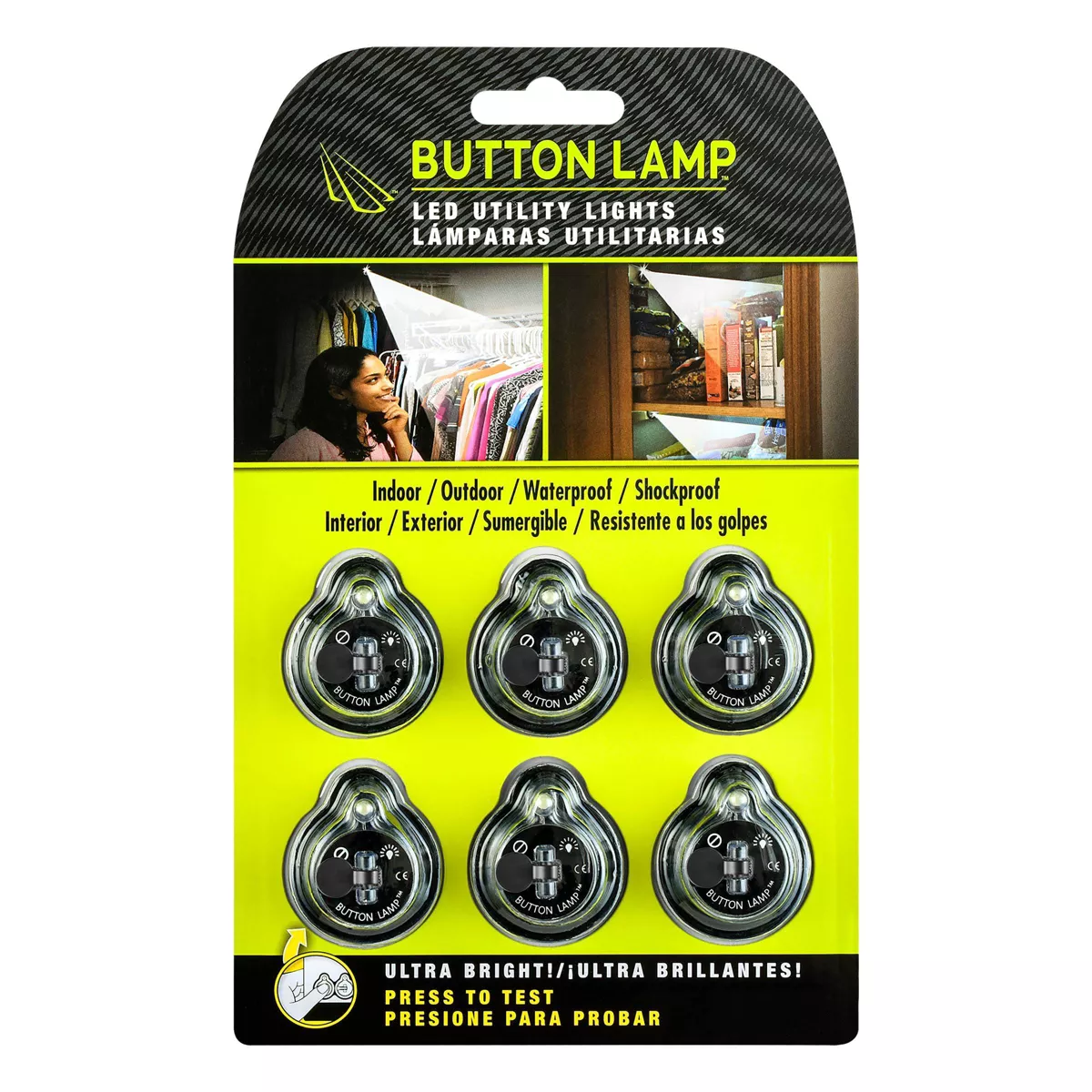 Button Lamp Adhesive LED Utility Light - 6pk