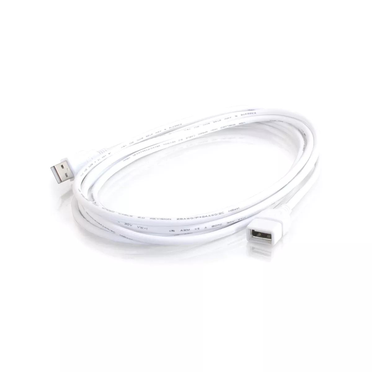 C2G 1m USB Extension Cable - USB 2.0 A to A White - M/F - 3ft - Extend the distance of your USB A/B cable