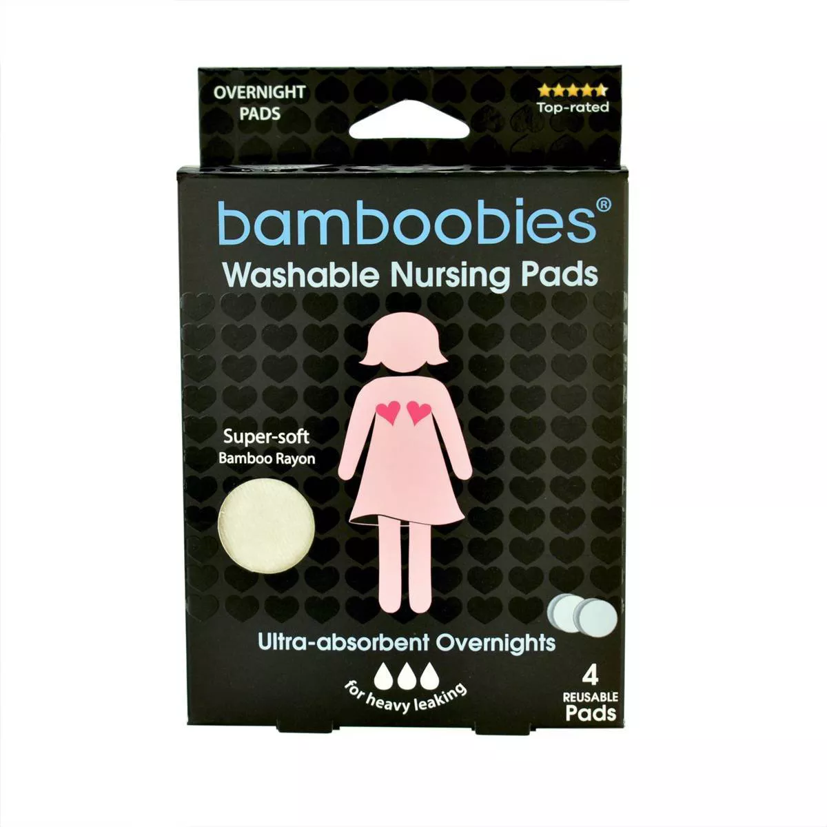 Bamboobies Overnight Washable Nursing Pads - 4pk