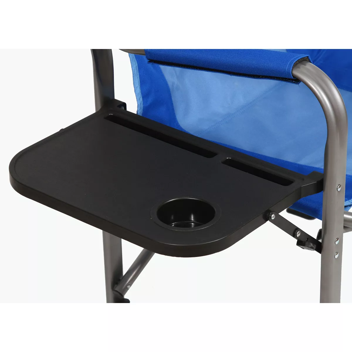 Kamp-Rite KAMPCC106 Director's Chair Outdoor Furniture Camping Folding Sports Chair with Side Table and Cup Holder, 2 Tone Blue