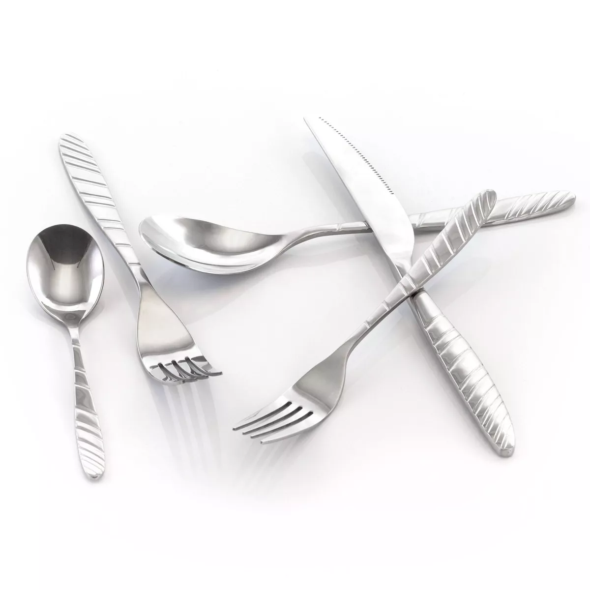 20pc Stainless Steel La Vague Silverware Set Silver - MegaChef