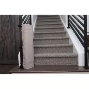 THE STAIR BARRIER 36 to 42 Inch Banister to Banister Portable Retractable Fabri Baby Kids Pet Safety Gate for Children, Dogs, and Cats, Burlap Khaki