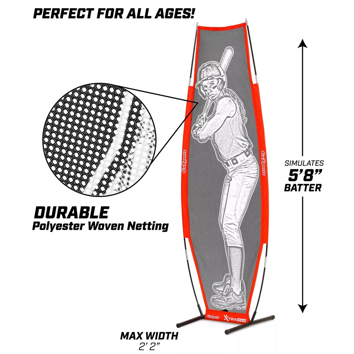 GoSports XTRAMAN Reversible Softball Dummy Batter Pitching Accuracy and Safety Aid Training Mannequin Net