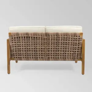 Joliet 4pc Acacia Wood Chat Set - Teak/Brown/Beige - Christopher Knight Home