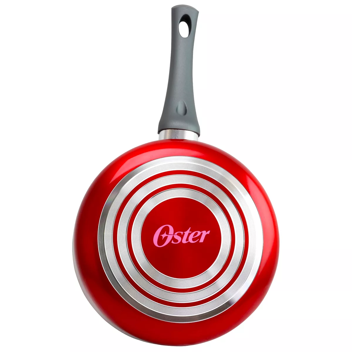 Oster Herscher 2.5 Quart Aluminum Sauce Pan with Tempered Glass Lid in Red