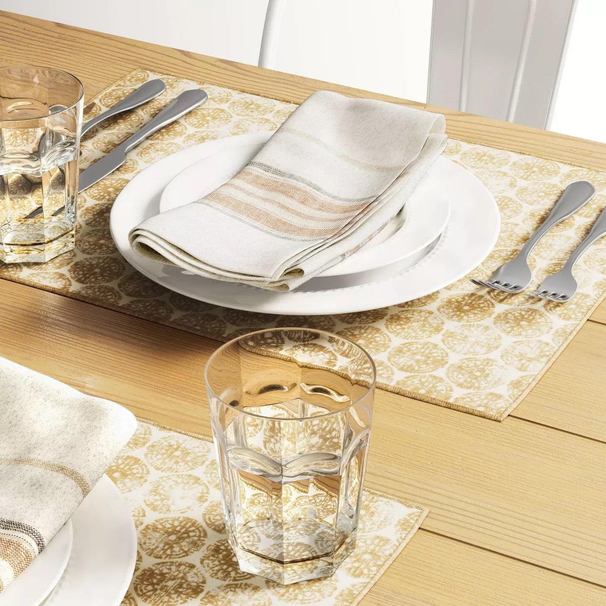 4pk Cotton Striped Border Napkins Orange - Threshold™
