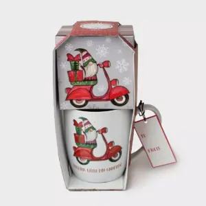 16oz Ceramic Gnome on Motorcycle Mug and Puzzle Gift Set - Peppermint & Pine
