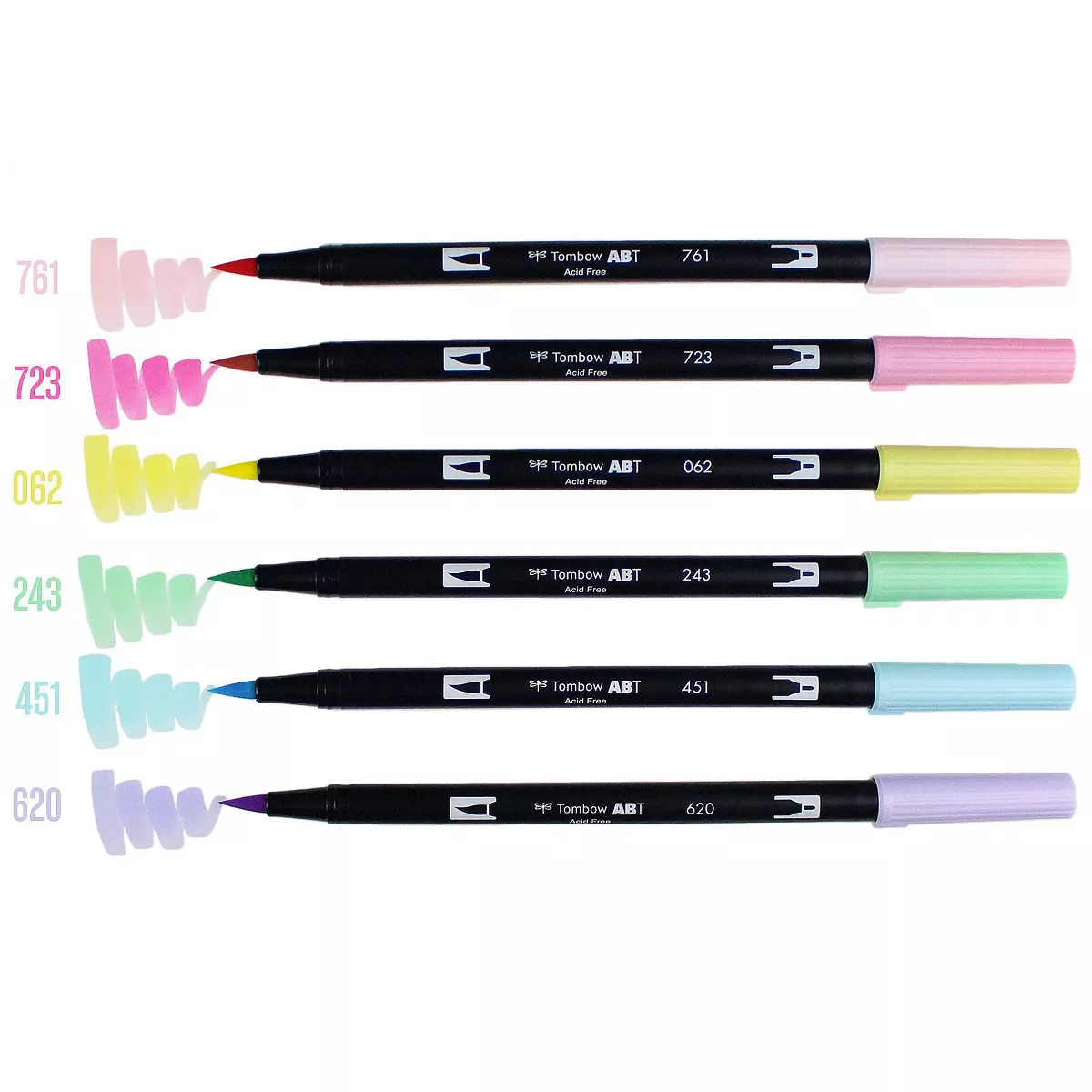 6pk Dual Brush Pen Art Markers Pastel Palette - Tombow