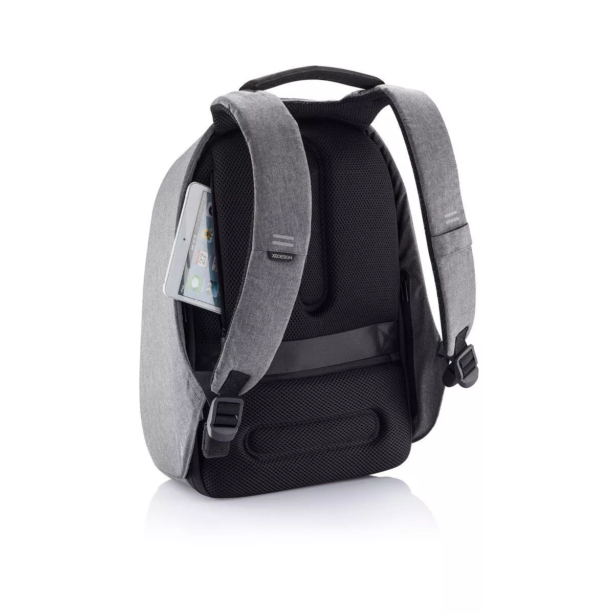 XD Design Bobby Hero Regular Anti Theft Waterproof Travel Laptop Backpack with Integrated USB Charging Port and Sunglasses Holder, Grey