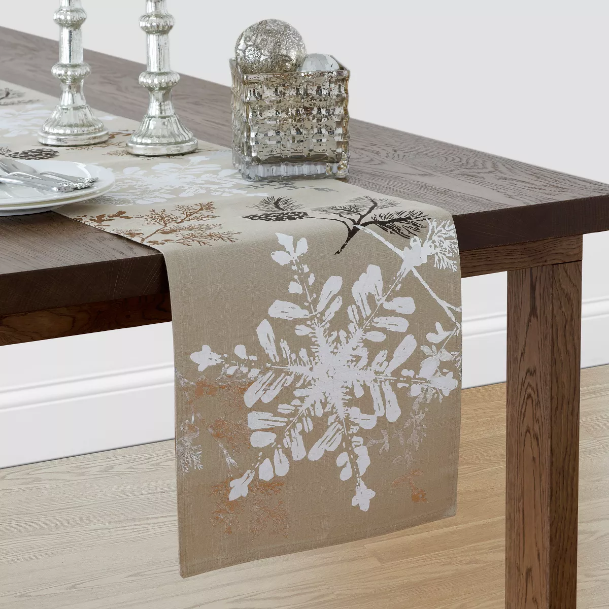 Holiday Snowflake Scenic Woodland Table Runner - 13