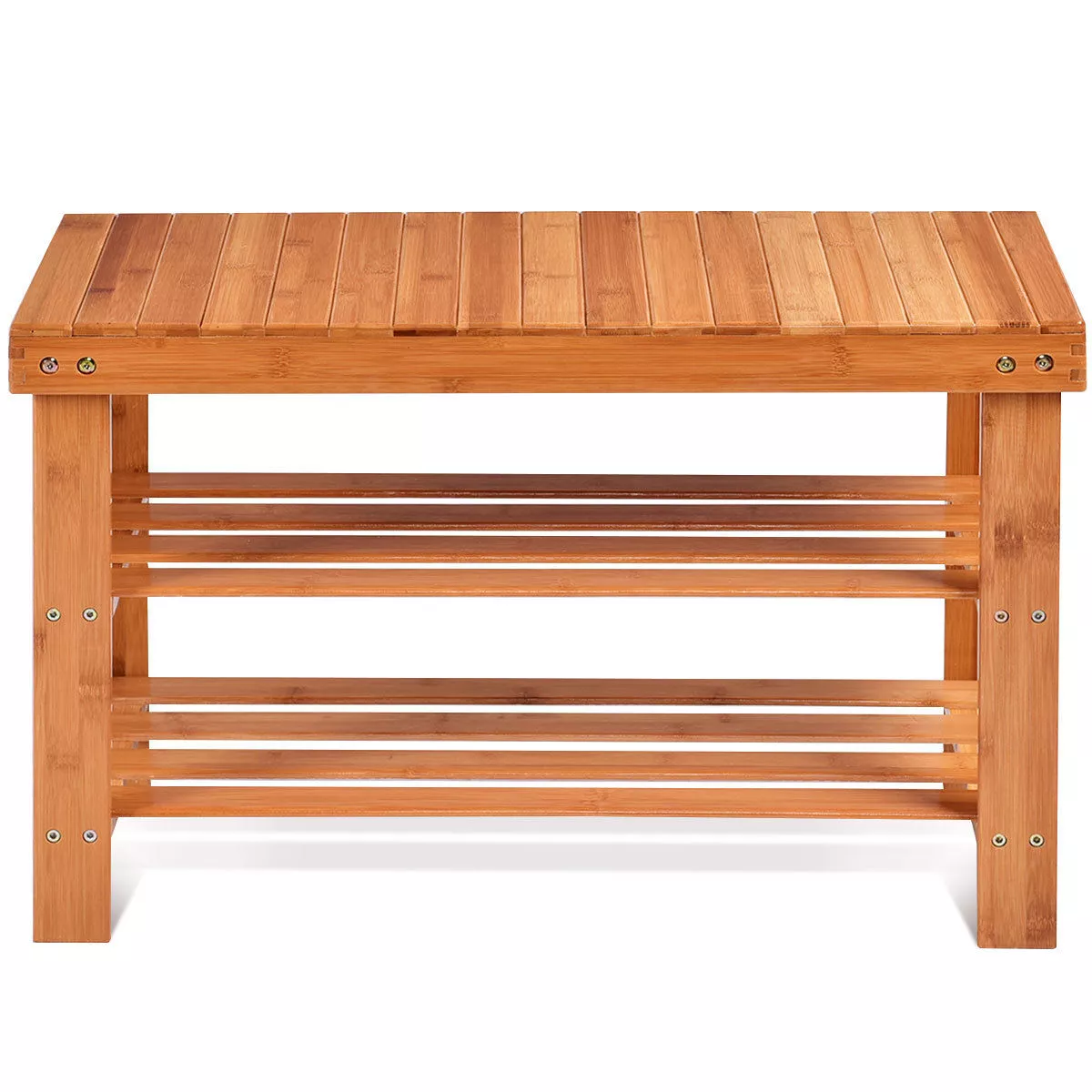 Costway 3 Tier Bamboo Shoe Rack Bench Storage Shelf Organizer Entryway Home Furni