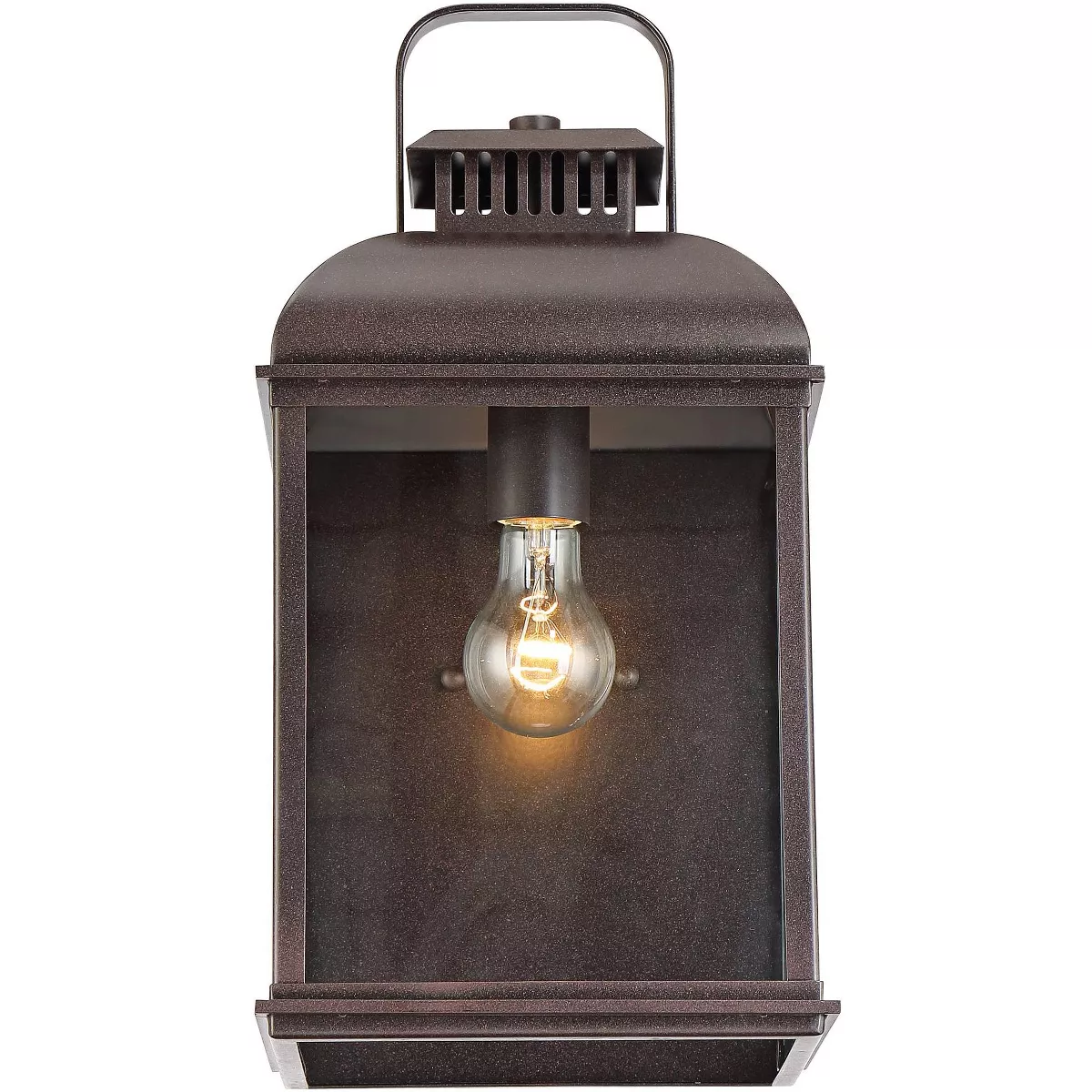 John Timberland Rustic Outdoor Wall Light Fixture Rust 13" Clear Glass Lantern for Exterior House Porch Patio Deck