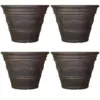 Sunnydaze Indoor/Outdoor Patio, Garden, or Porch Weather-Resistant Double-Walled Laurel Flower Pot Planter - 13" - Rust Finish - 4pk