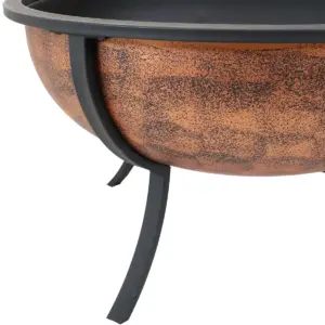 Sunnydaze Outdoor Portable Camping or Backyard Large Round Fire Pit Bowl with Spark Screen, Wood Grate, and Log Poker - 32
