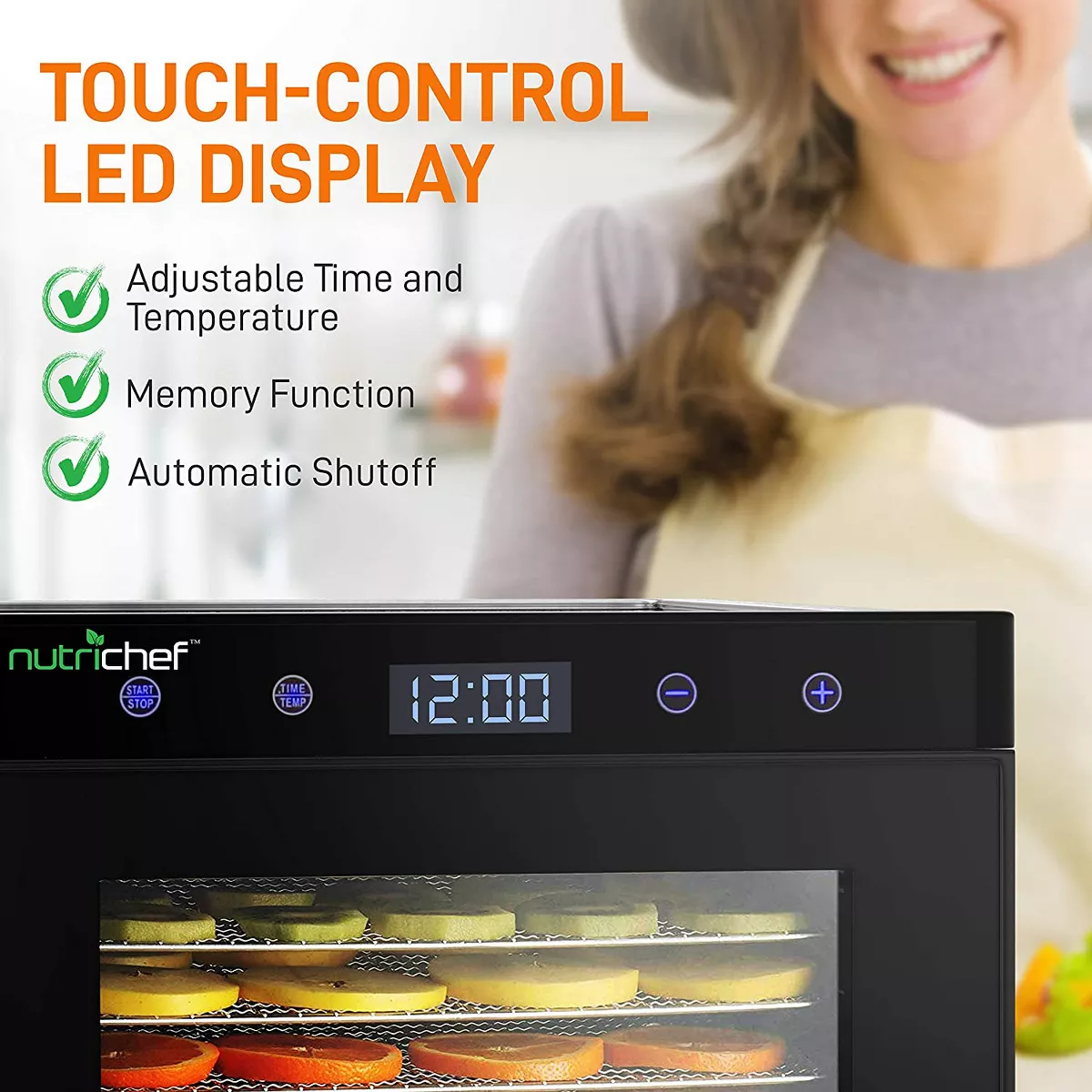 NutriChef Electric Countertop 600 Watts Multi Tier Food Dehydrator Machine with 6 Steel Trays, Digital Timer, & Temperature Control, Silver (2 Pack)