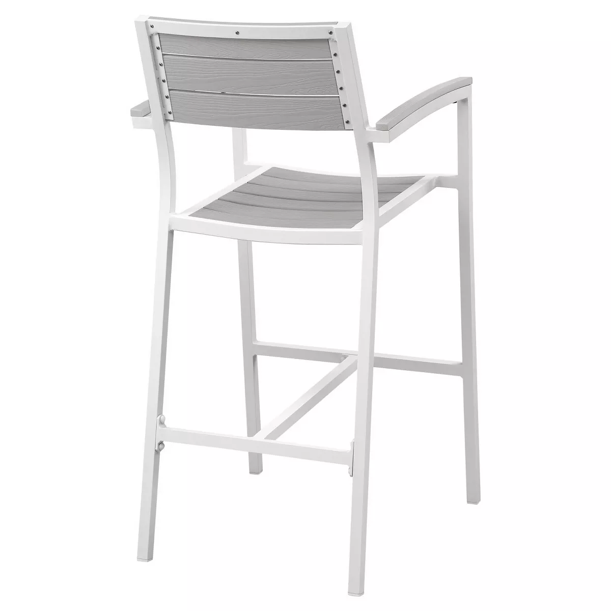 Maine Bar Stool Outdoor Patio Set of 2 in White Light Gray - Modway