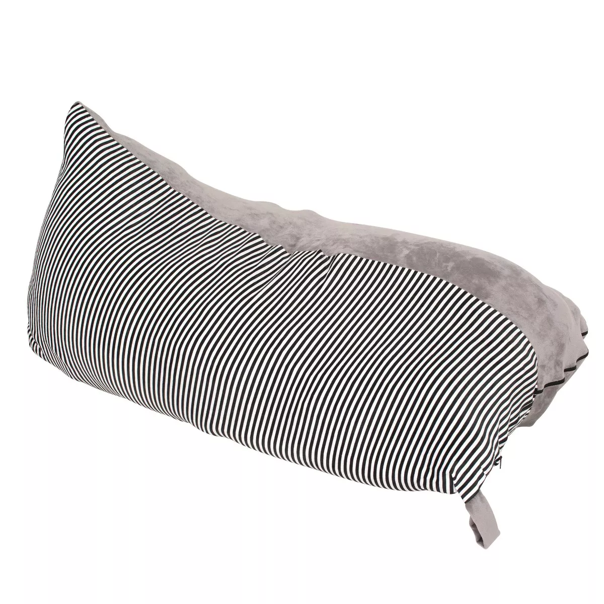 Stuffed Animal Storage Bean Bag Chair Cover - Extra Large Soft Velvet Plush Toy Organizer for Kids, Teens and Adults (No Filler), Grey Stripe