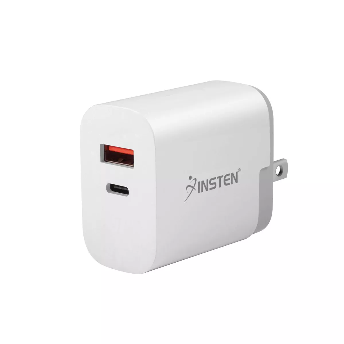 Insten 30W 2-Port Fast Charger, USB C PD & USB-A QC Wall AC Adapter For iPhone 12 11 Pro Max Mini, Pixel, Samsung, Android Cell Phone, Switch, White