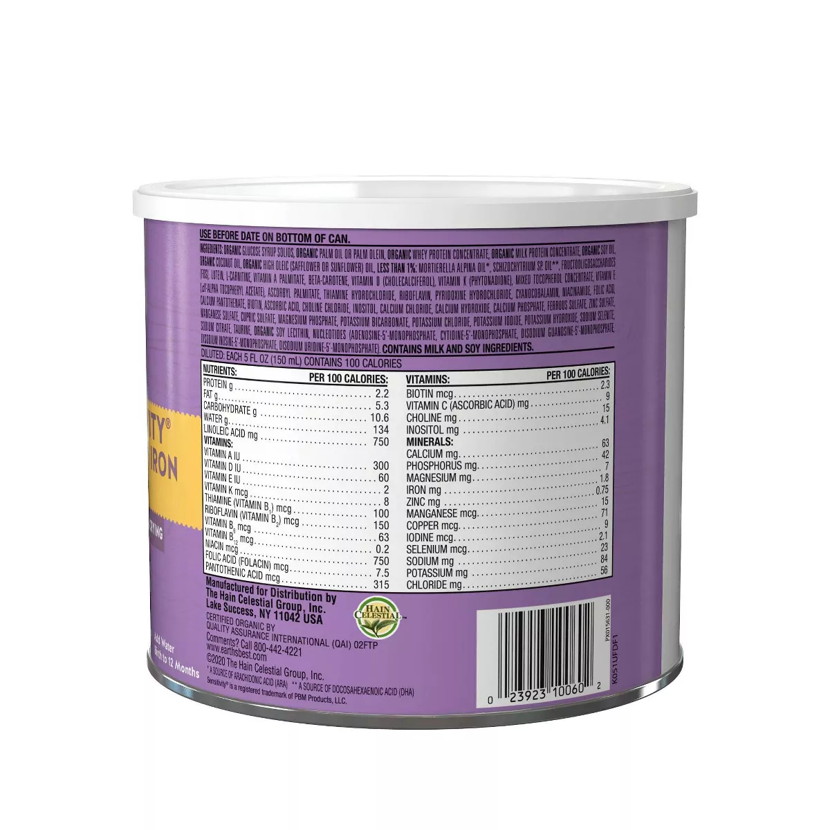 Earth's Best Organic Sensitivity Infant Formula with Iron Powder - 21oz