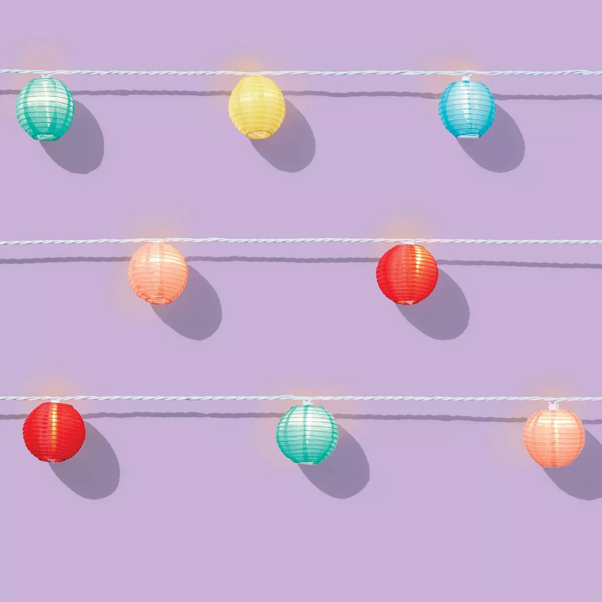10ct Incandescent Mini Lights with Nylon Lanterns - Sun Squad™