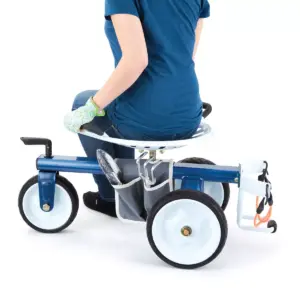 Gorilla Carts GCG-RGS Heavy-Duty Steel Rolling Lawn, Yard, and Garden Scooter Cart w/ Tool Holder and Bucket Caddy, Blue