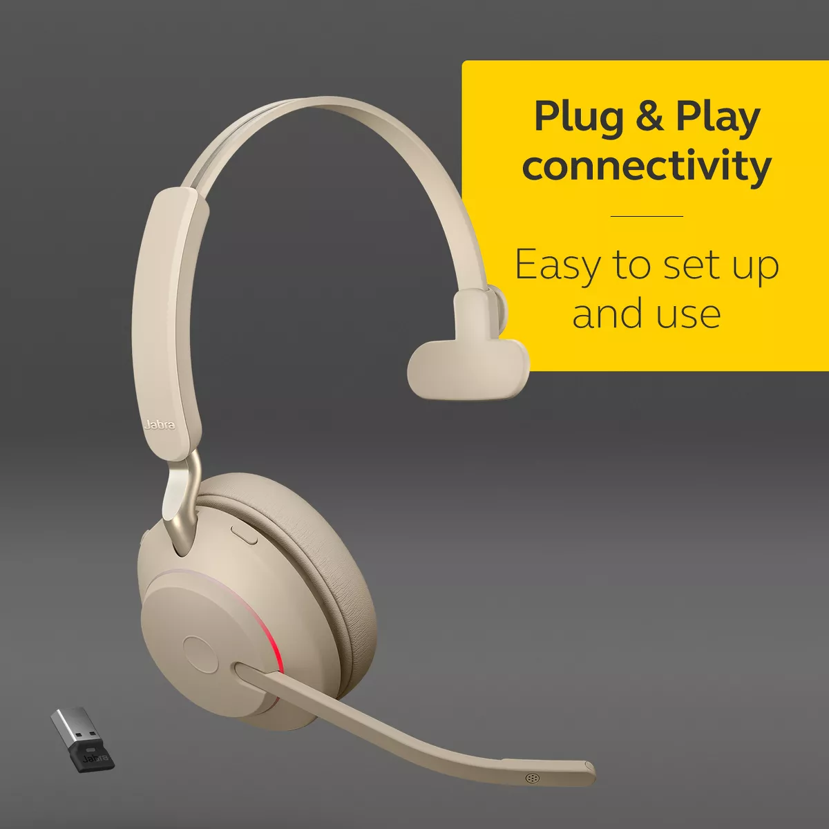 Jabra Evolve2 65 USB-A UC Mono - Beige Wireless Headset / Music Headphones
