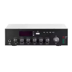 Monoprice Commercial Audio 60W 3ch 100/70V Mixer Amp with Built-in MP3 Player, FM Tuner, And Bluetooth Connection