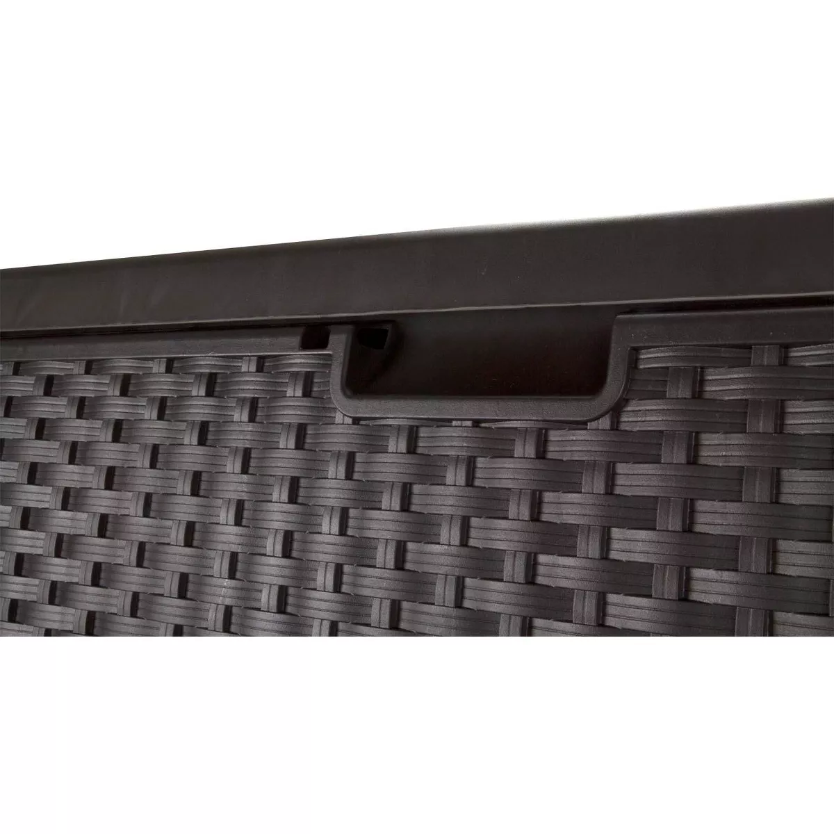 Suncast 99 Gallon Deck Garden Garage Home Wicker Resin Pool Box-Mocha (2 Pack)
