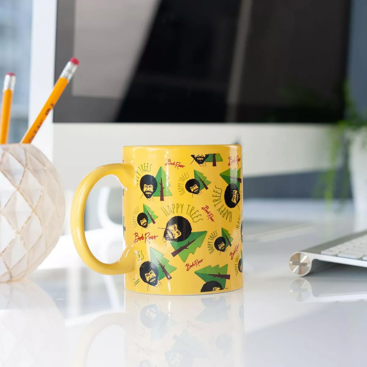 Surreal Entertainment Bob Ross Collectibles | Bob Ross Happy Trees Mug | Yellow