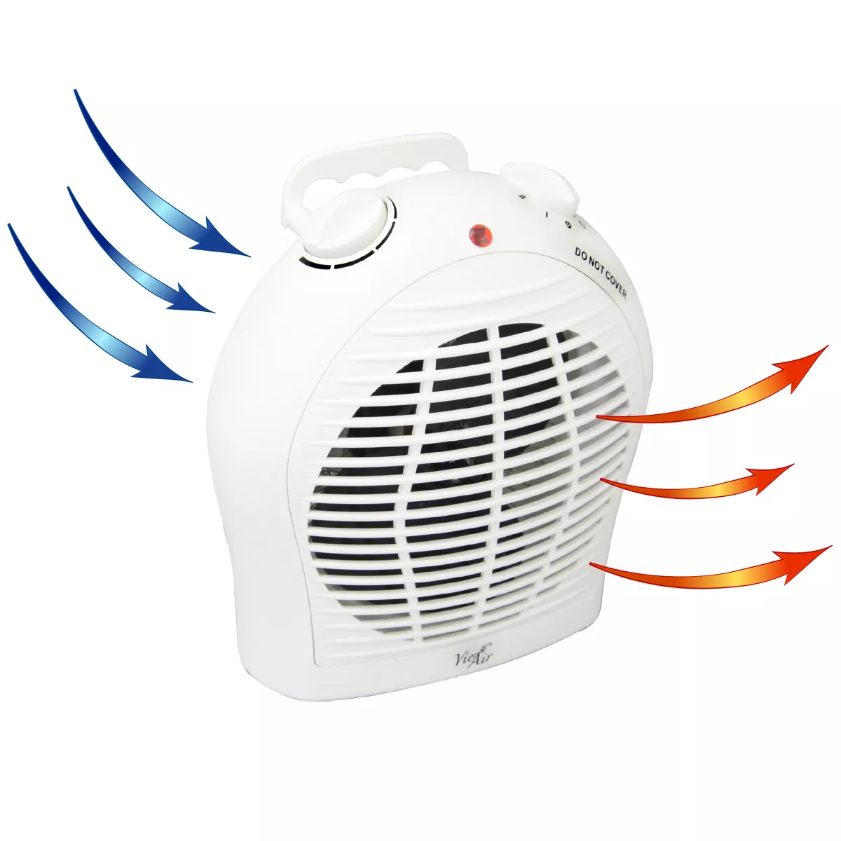 Vie Air 1500W Portable 2-Settings White Fan Heater with Adjustable Thermostat
