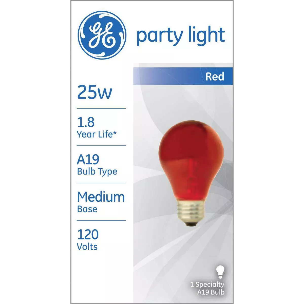 General Electric 25W Incandescent Party Light Red