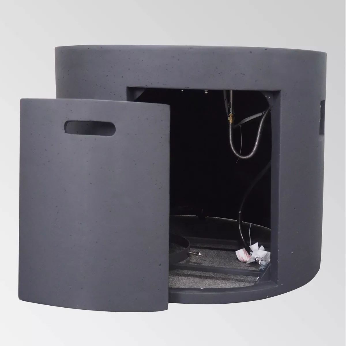 Aidan Outdoor Round Lightweight Concrete Gas Burning Fire Pit - Dark Gray - Christopher Knight Home