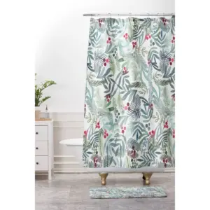 Dash and Ash Ferns and Holly Shower Curtain Green - Deny Designs