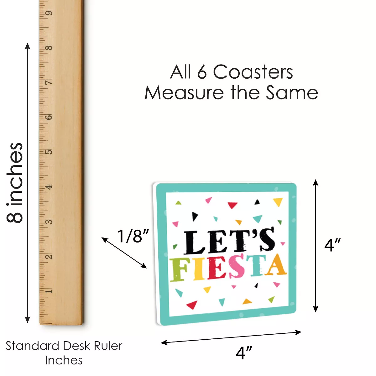 Big Dot of Happiness Let's Fiesta - Funny Mexican Fiesta Decorations - Drink Coasters - Set of 6