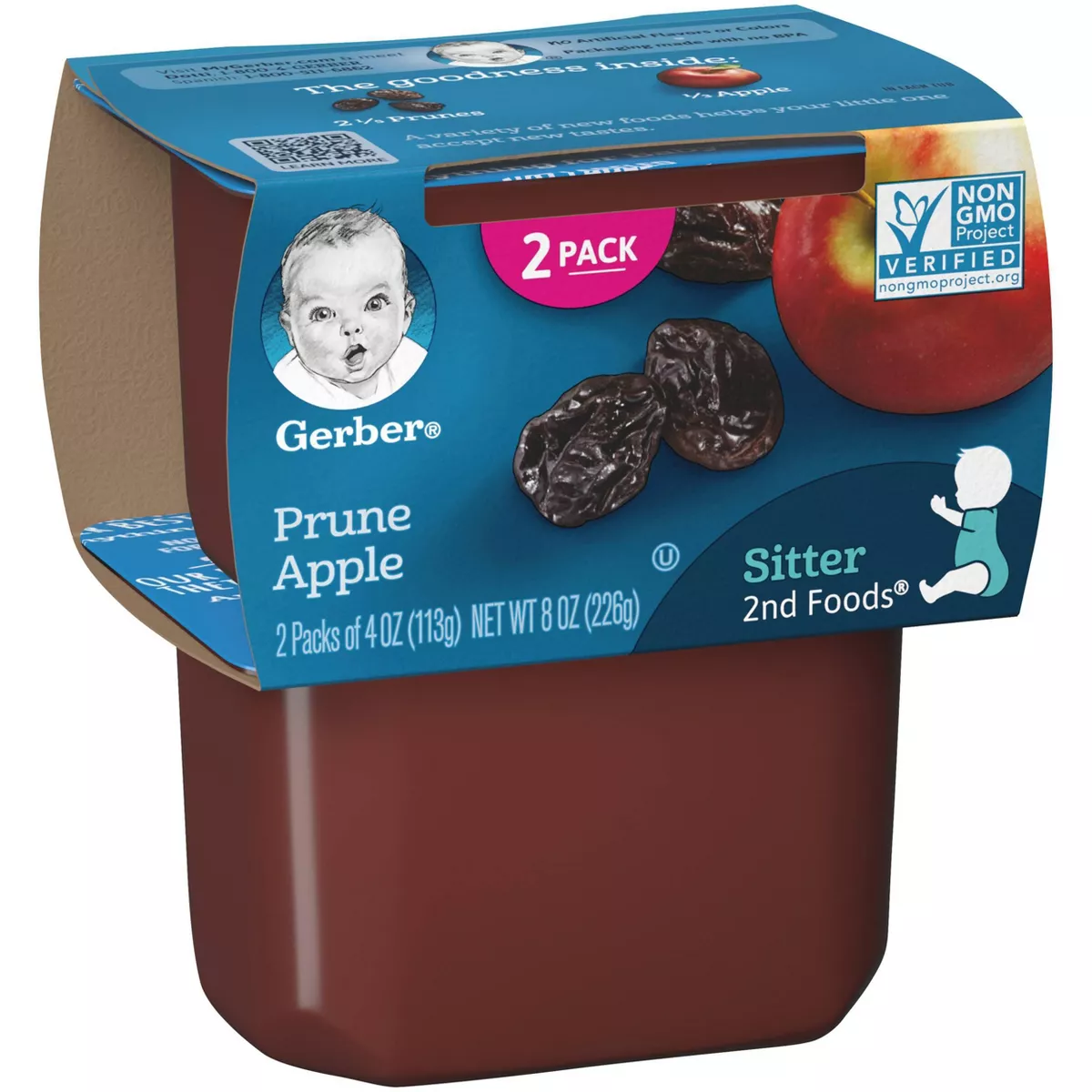 Gerber Sitter 2nd Foods Prune & Apple Baby Meals Tubs - 2ct/4oz Each