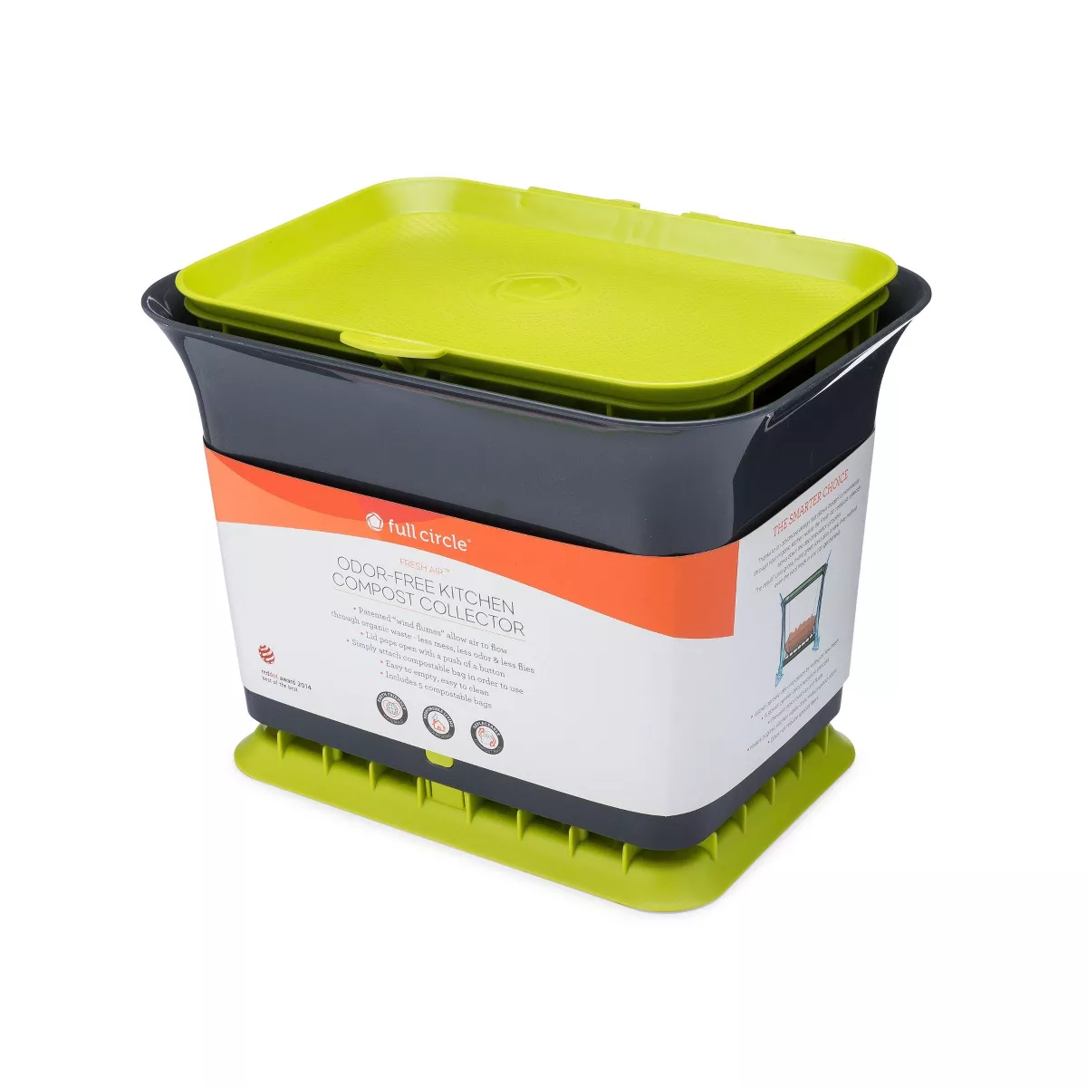 Full Circle Fresh Air Odor-Free Kitchen Compost Collector - 1.5 gallon